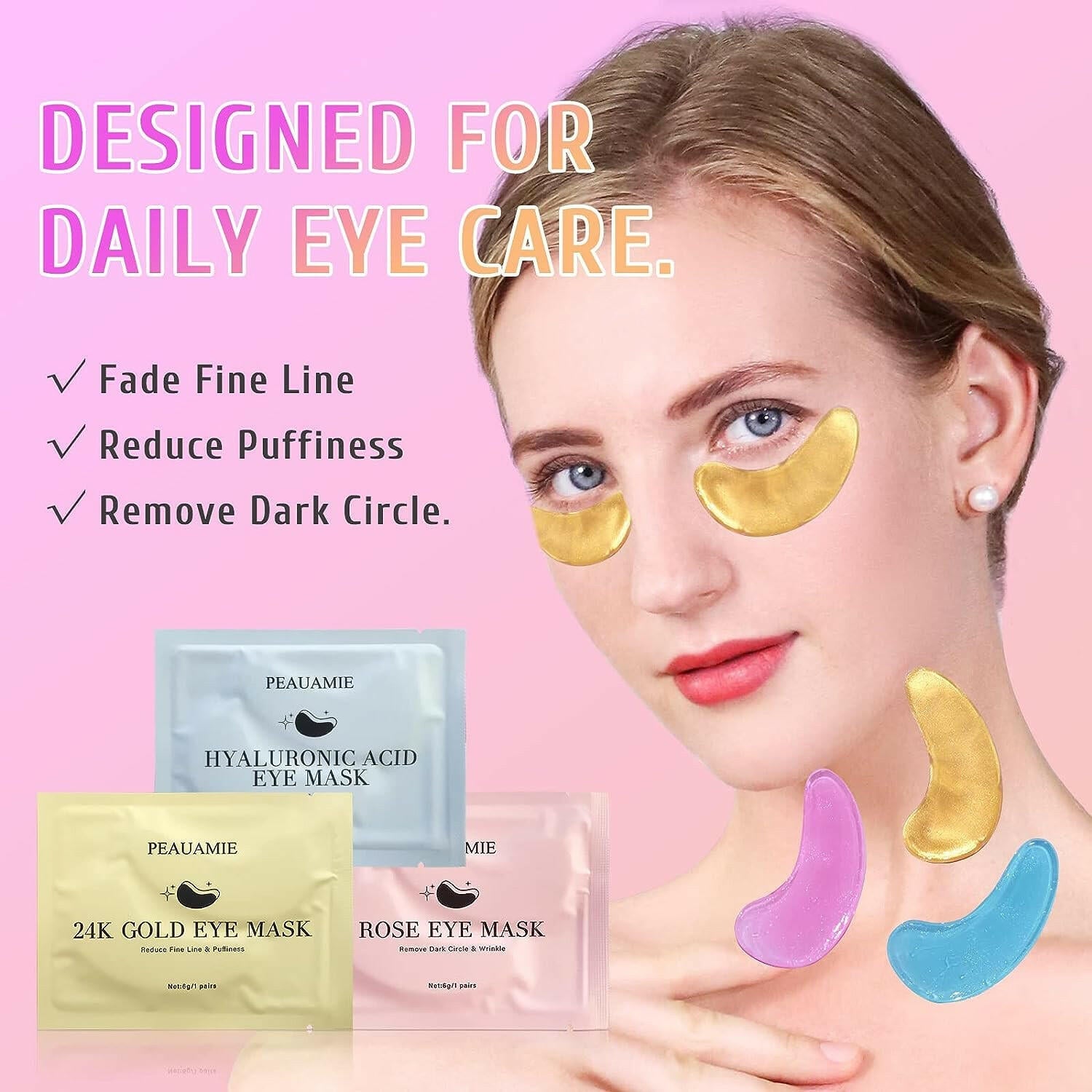 Gold &amp; Rose Eye Patches - 30 Pairs - Glow Pure