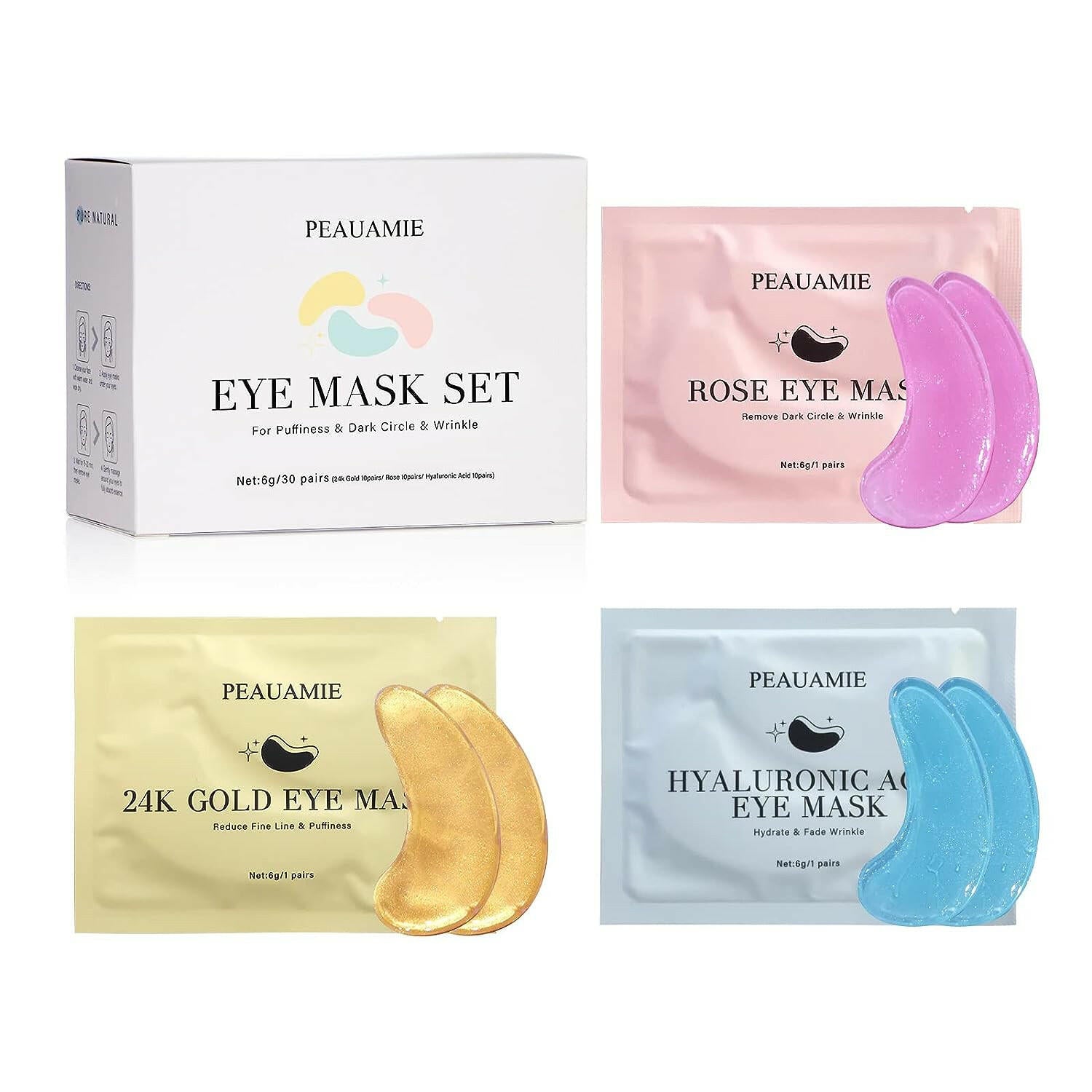 Gold &amp; Rose Eye Patches - 30 Pairs - Glow Pure