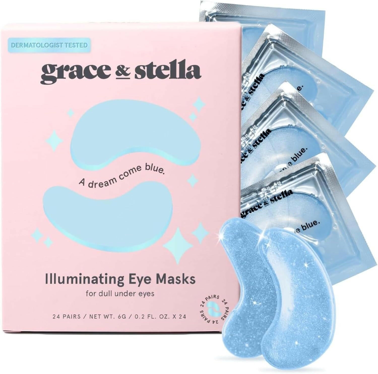 grace &amp; stella Under Eye Mask (Gold, 24 Pairs) Reduce Dark Circles, Puffy Eyes, Undereye Bags, Wrinkles - Gel Under Eye Patches - Gifts for Women - Birthday Gifts for Women - Vegan Cruelty Free - Glow Pure