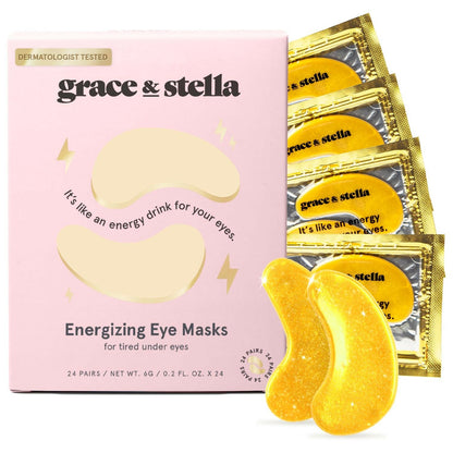 grace &amp; stella Under Eye Mask (Gold, 24 Pairs) Reduce Dark Circles, Puffy Eyes, Undereye Bags, Wrinkles - Gel Under Eye Patches - Gifts for Women - Birthday Gifts for Women - Vegan Cruelty Free - Glow Pure