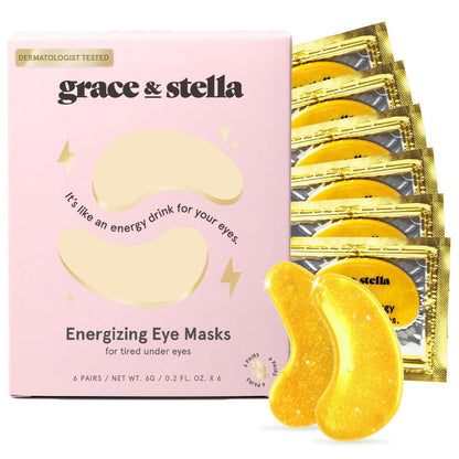 grace &amp; stella Under Eye Mask (Gold, 24 Pairs) Reduce Dark Circles, Puffy Eyes, Undereye Bags, Wrinkles - Gel Under Eye Patches - Gifts for Women - Birthday Gifts for Women - Vegan Cruelty Free - Glow Pure