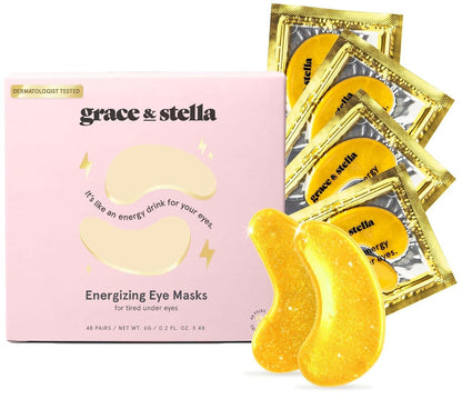 grace &amp; stella Under Eye Mask (Gold, 24 Pairs) Reduce Dark Circles, Puffy Eyes, Undereye Bags, Wrinkles - Gel Under Eye Patches - Gifts for Women - Birthday Gifts for Women - Vegan Cruelty Free - Glow Pure