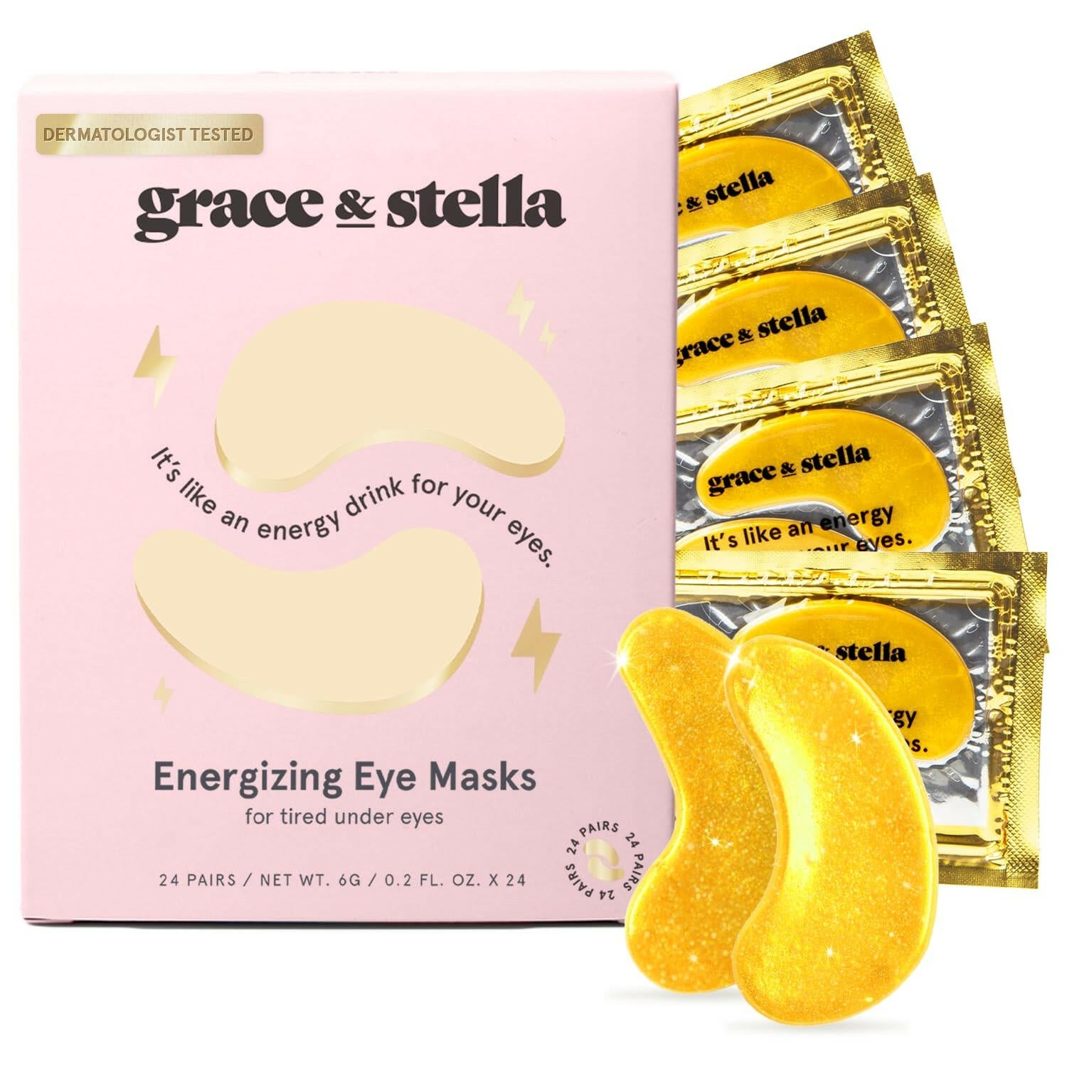 grace &amp; stella Under Eye Mask (Gold, 24 Pairs) Reduce Dark Circles, Puffy Eyes, Undereye Bags, Wrinkles - Gel Under Eye Patches - Gifts for Women - Birthday Gifts for Women - Vegan Cruelty Free - Glow Pure