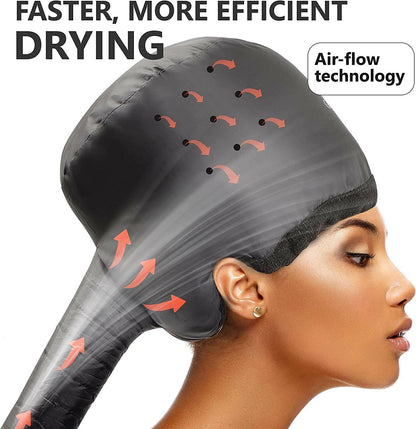 Integrated Headband Hooded Hair Dryer: Reduces Heat, Speeds Drying - Portable &amp; Large - Glow Pure