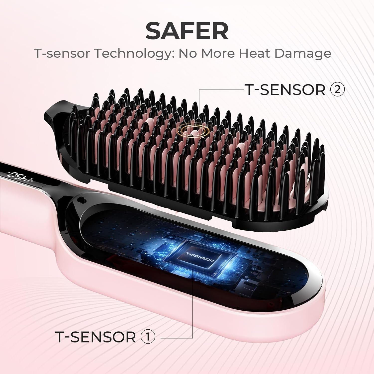 Ionic Hair Straightener Brush with 16 Temps, 30S Heat-Up, Dual Voltage - for Thick, Thin, Curly Hair - HealthFulBeautyLife