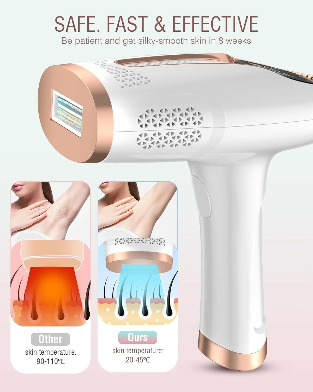 Laser Hair Removal for Women and Men, IPL Hair Removal 999,999 Flashes Permanent Hair Removal Device for Facial Facial Legs Arms Bikini Line Whole Body Use At - Home - Glow Pure