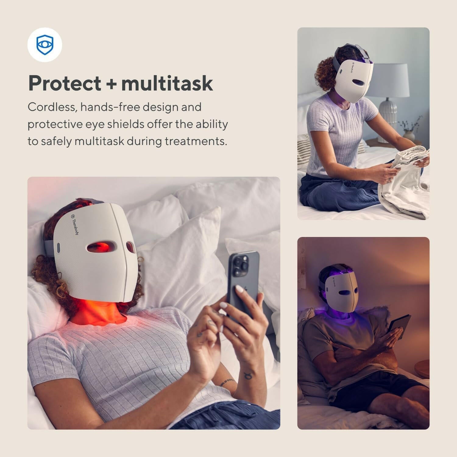 LED Light Therapy Face Mask with Vibrating Massage - Glow Pure