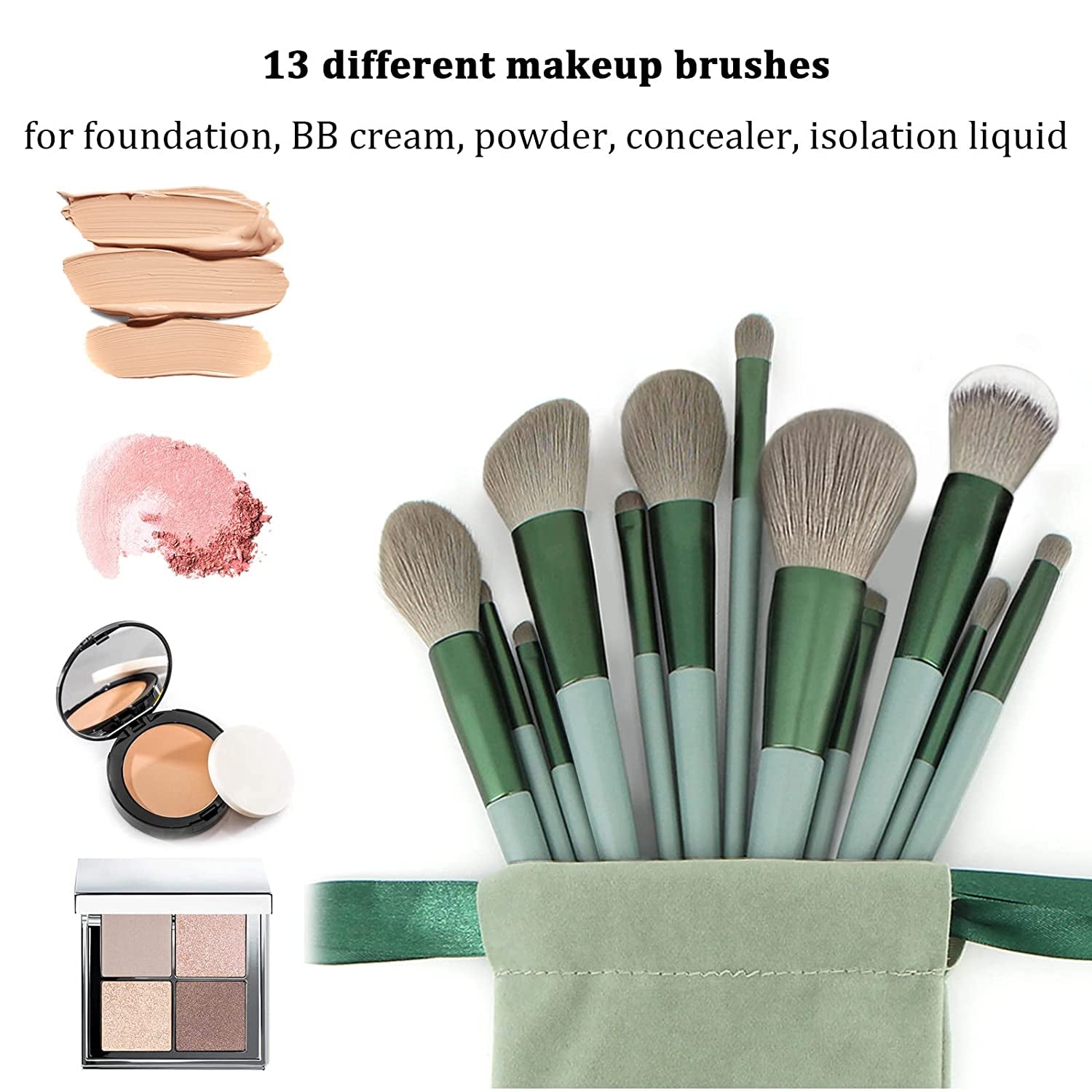 Makeup Brushes 22 Pcs Makeup Kit,Foundation Brush Eyeshadow Brush Make up Brushes Set (Green, 22 Piece Set) - HealthFulBeautyLife