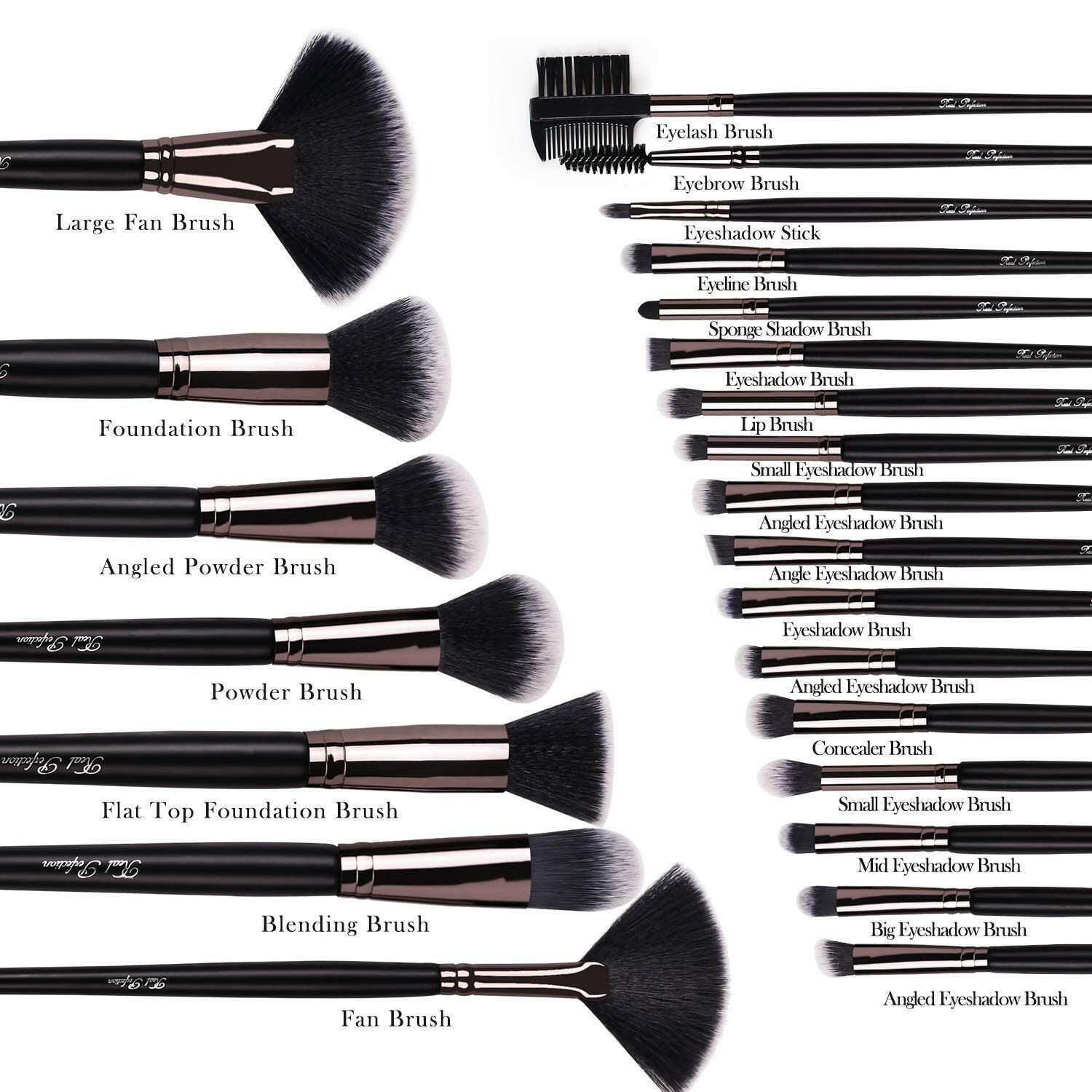 Makeup Brushes Set 24Pcs Makeup Brush Set Kabuki Foundation Blending Brush Face Powder Blush Concealers Eye Shadows Make up Brushes Kit with Bag - Glow Pure