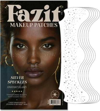 Makeup Patches - Silver - Face Glitter Makeup Speckles - Glow up Makeup Patches - Face Glitter Speckles Patches - Cute Glitter Makeup Accessories for Women - Cosmetic Glitter for Face - 6 Count - Glow Pure