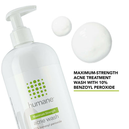 Maximum - Strength Acne Wash - 10% Benzoyl Peroxide Acne Treatment for Face, Skin, Butt, Back and Body - 16 Fl Oz - Dermatologist - Tested Non - Foaming Cleanser - Vegan, Cruelty - Free - Glow Pure