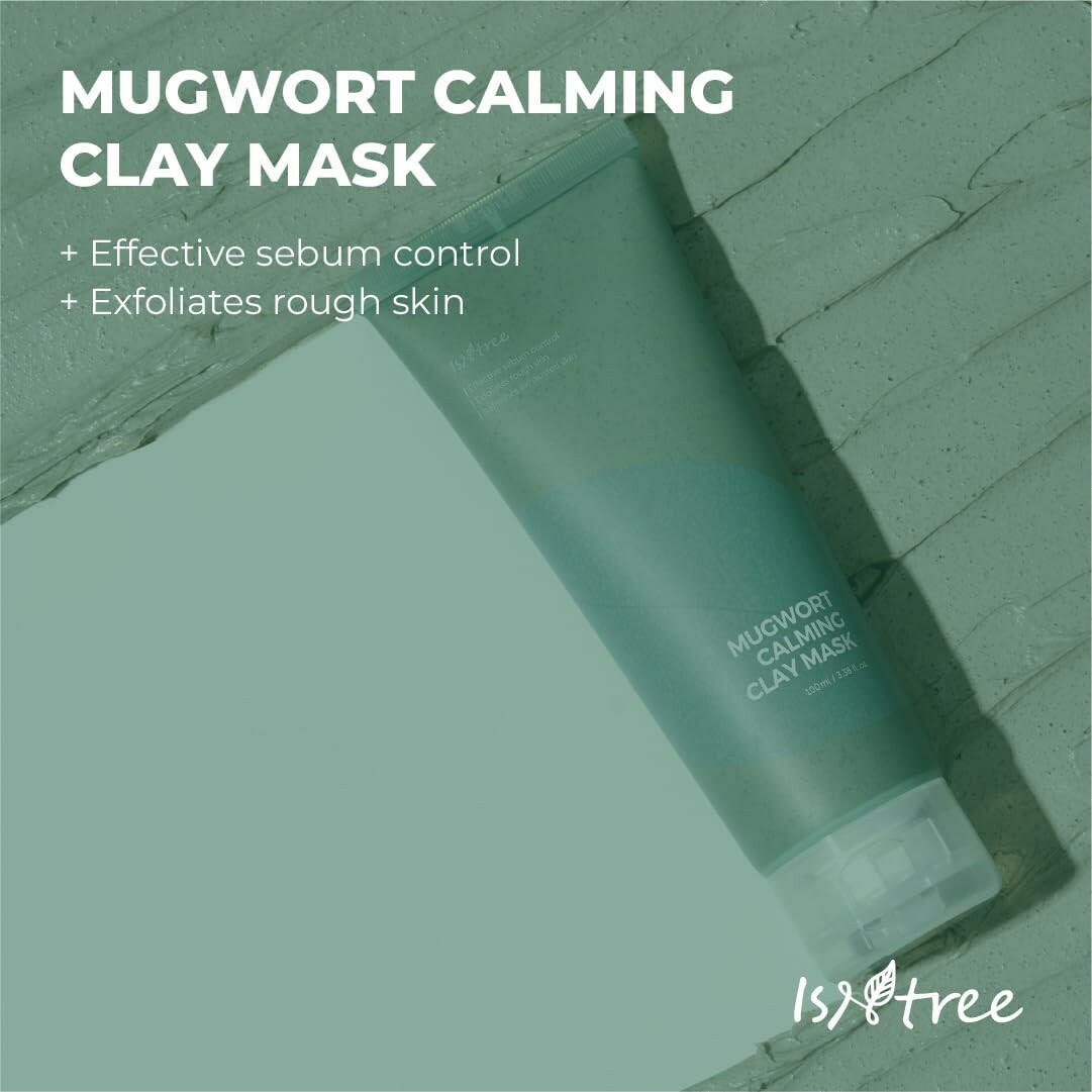 Mugwort Calming Clay Mask 100Ml, 3.38 Fl.Oz | Sebum Control | Pore Tightening | Exfoliates Rough Skin | Blackheads Care - Glow Pure