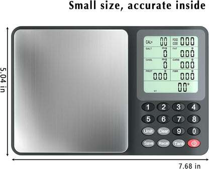 Nutrition Food Scale, Digital Food Scale for Weight Loss, Calculating Food Facts, Macro, Calorie, Meal Prep, Portion Control, Stainless Steel - Glow Pure