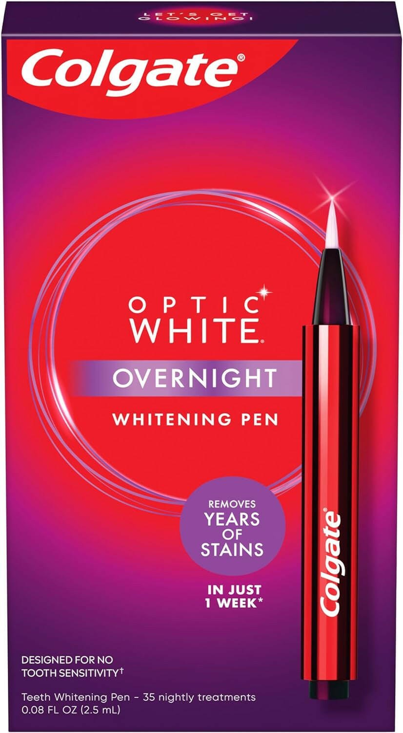 Optic White Overnight Teeth Whitening Pen, Teeth Stain Remover to Whiten Teeth, 35 Nightly Treatments - Glow Pure