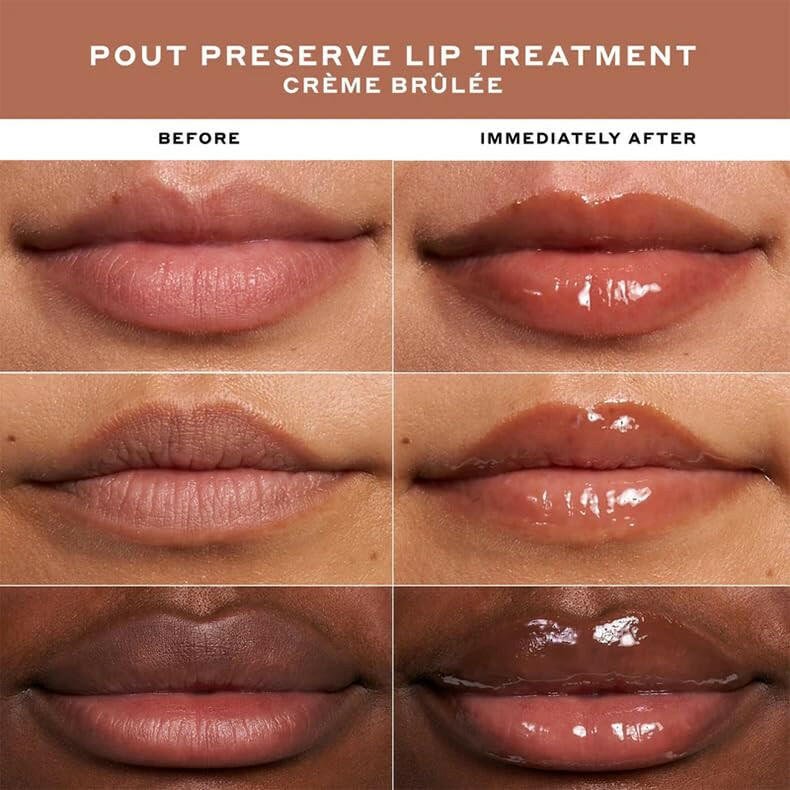 Pout Preserve Hydrating Peptide Lip Treatment,Shiny Lip Stain Tint,Long Lasting Lip Gloss Plumping Lip Oil - Glow Pure