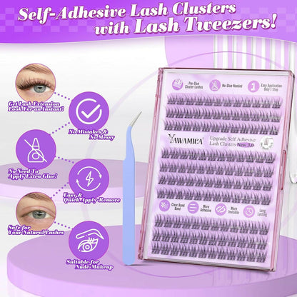 Reusable Self - Adhesive Cluster Lashes 120PC Pre - Glued - Glow Pure