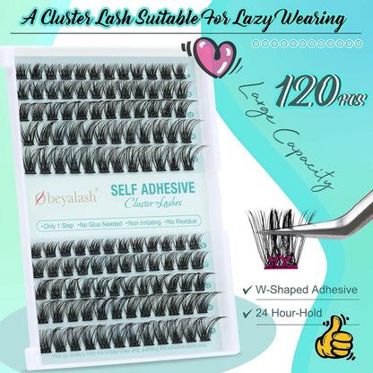 Self Adhesive Lash Clusters 120pc No Glue Needed - Glow Pure