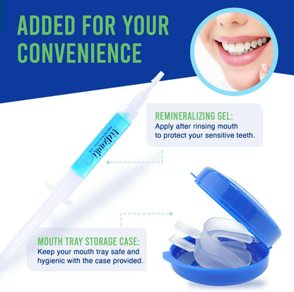 Teeth Whitening Kit - 5X LED Light Tooth Whitener with 35% Carbamide Peroxide, Mouth Trays, Remineralizing Gel and Tray Case - Built - In 10 Minute Timer Restores Your White Smile - Glow Pure