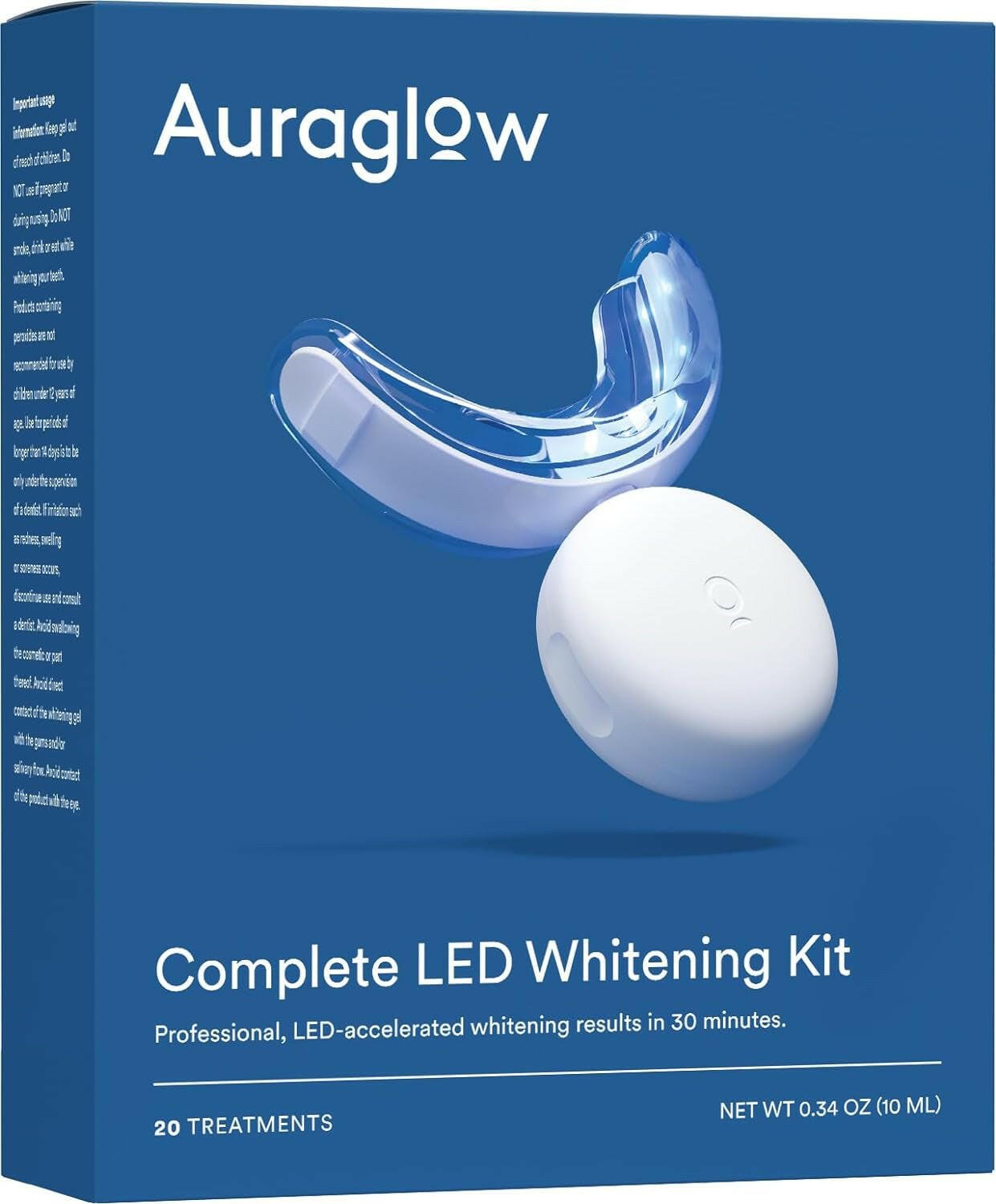 Teeth Whitening Kit, LED Accelerator Light, 35% Carbamide Peroxide Teeth Whitening Gel, 20+ Whitening Treatments, (2) 5Ml Whitening Gel Syringes, Whiten Teeth Faster - Glow Pure