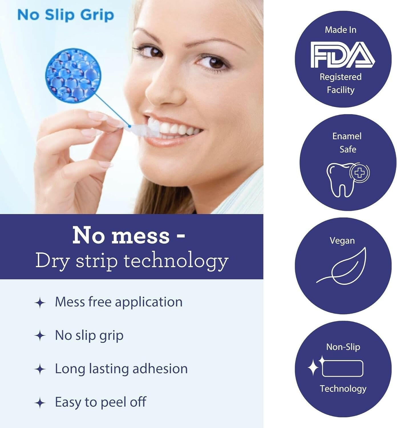 Teeth Whitening Strips - 7 Treatments with 14 Strips - Professional, Enamel - Safe Strips for Sensitive Teeth - Non - Slip, Dry Strip Technology - Glow Pure