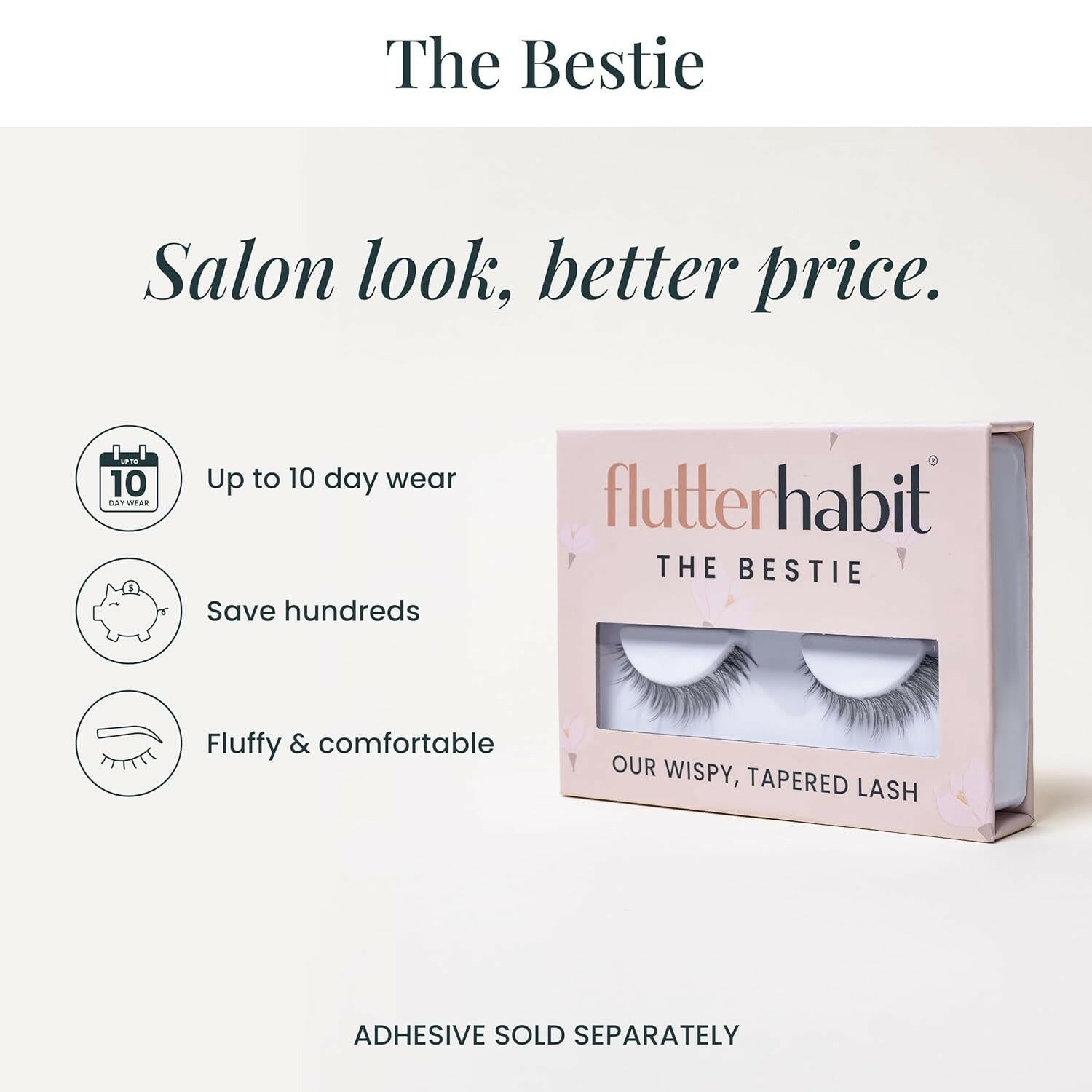 the Bestie Lashes, DIY Lash Extensions [Up to 10 Day Wear], Natural &amp; Subtle Cat - Eyed Cluster Lashes, Salon Quality Eyelashes Extensions, Natural Lashes, No Lash Glue Included - Glow Pure