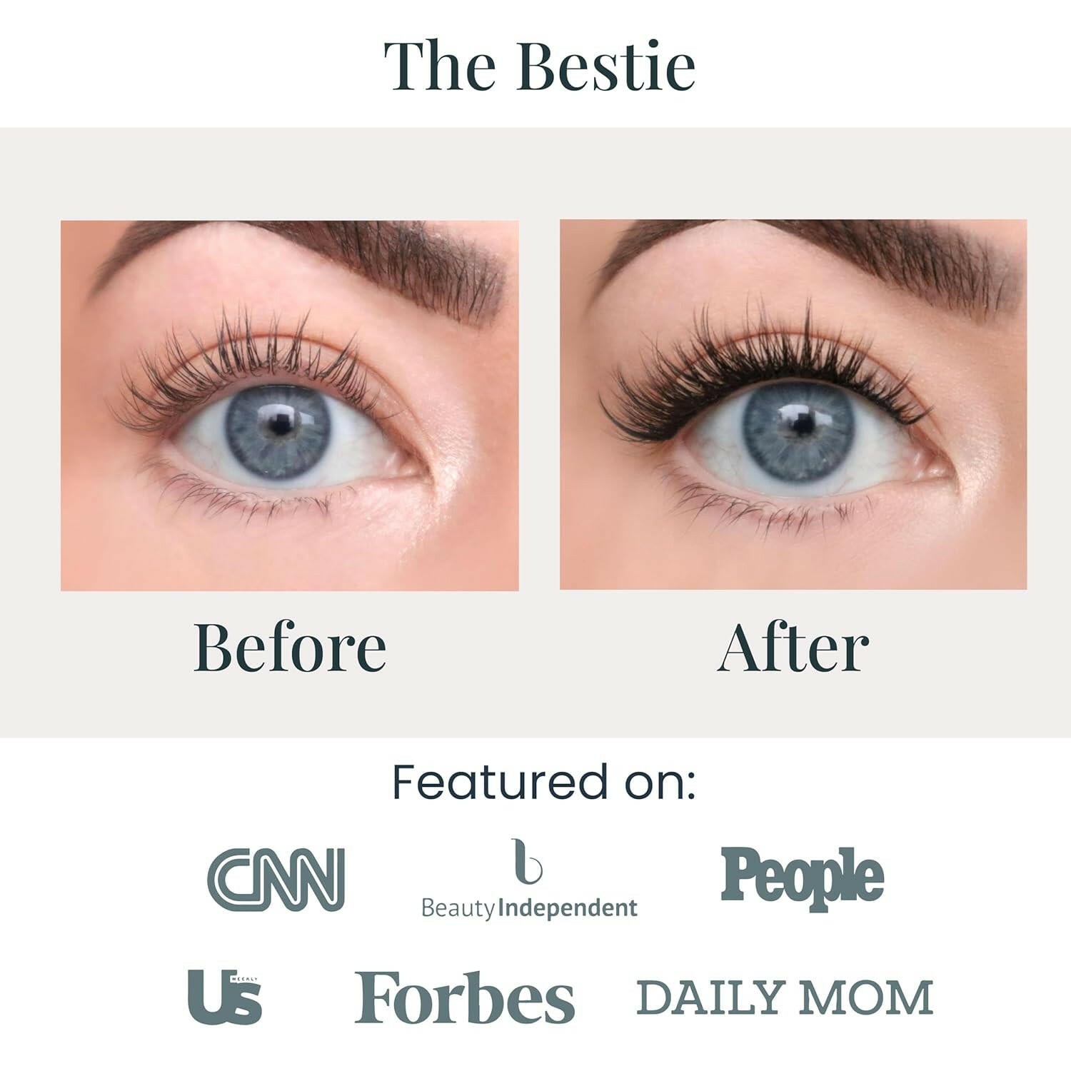 the Bestie Lashes, DIY Lash Extensions [Up to 10 Day Wear], Natural &amp; Subtle Cat - Eyed Cluster Lashes, Salon Quality Eyelashes Extensions, Natural Lashes, No Lash Glue Included - Glow Pure