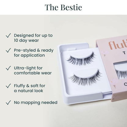 the Bestie Lashes, DIY Lash Extensions [Up to 10 Day Wear], Natural &amp; Subtle Cat - Eyed Cluster Lashes, Salon Quality Eyelashes Extensions, Natural Lashes, No Lash Glue Included - Glow Pure