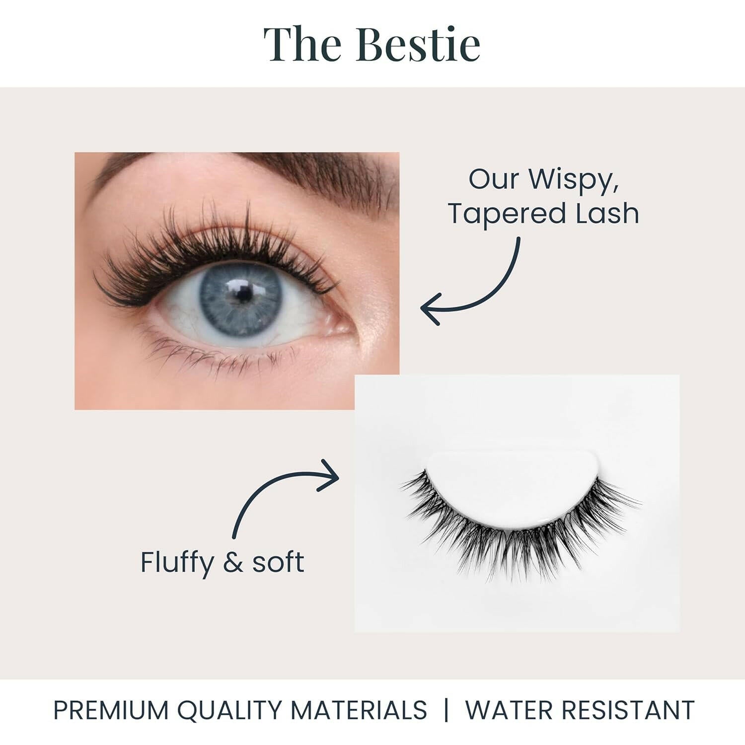 the Bestie Lashes, DIY Lash Extensions [Up to 10 Day Wear], Natural &amp; Subtle Cat - Eyed Cluster Lashes, Salon Quality Eyelashes Extensions, Natural Lashes, No Lash Glue Included - Glow Pure