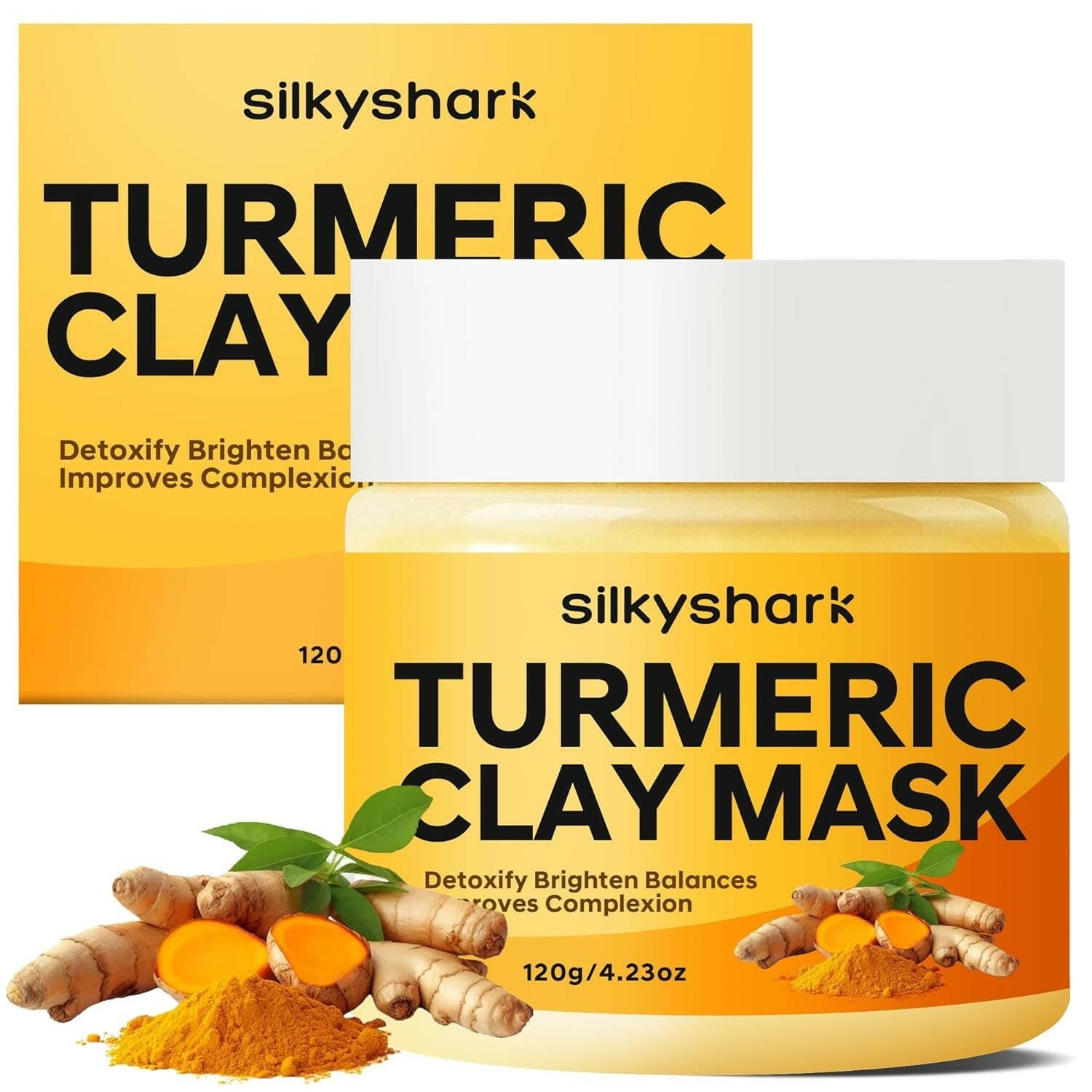 Turmeric Clay Mask (4.23 Oz), Vitamin C Clay Mask with Turmeric, Turmeric Face Mask with Kaolin Clay &amp; Turmeric for Deep Clean, Dull Skin, Skincare Mask for Controlling Oil &amp; Refining Pores - Glow Pure