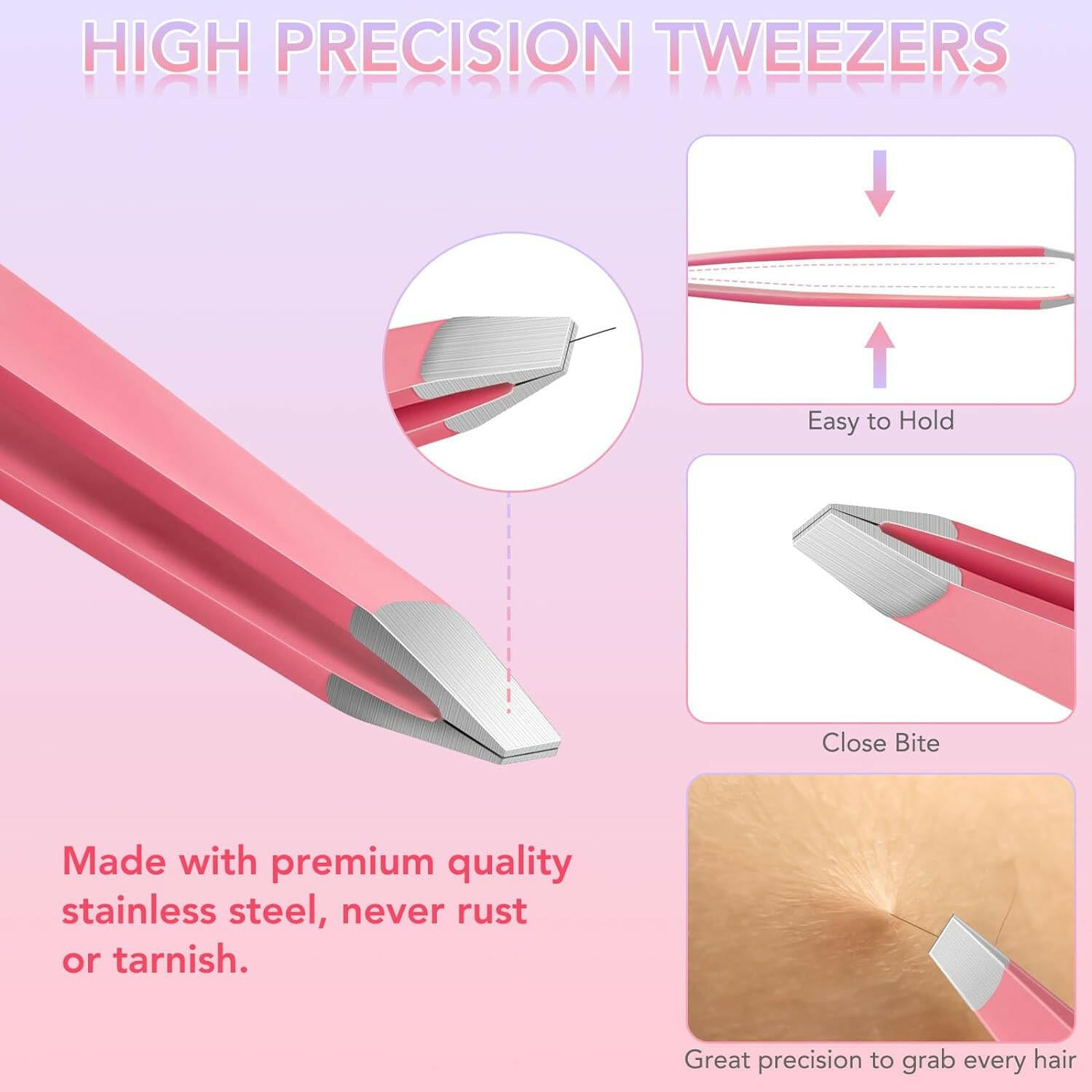 Tweezers Set for Facial Hair Women, 8Pcs Precision Eyebrow Tweezer Nail Clipper Set Eyebrow Pluckers Men for Ingrown Hair Removal - Glow Pure