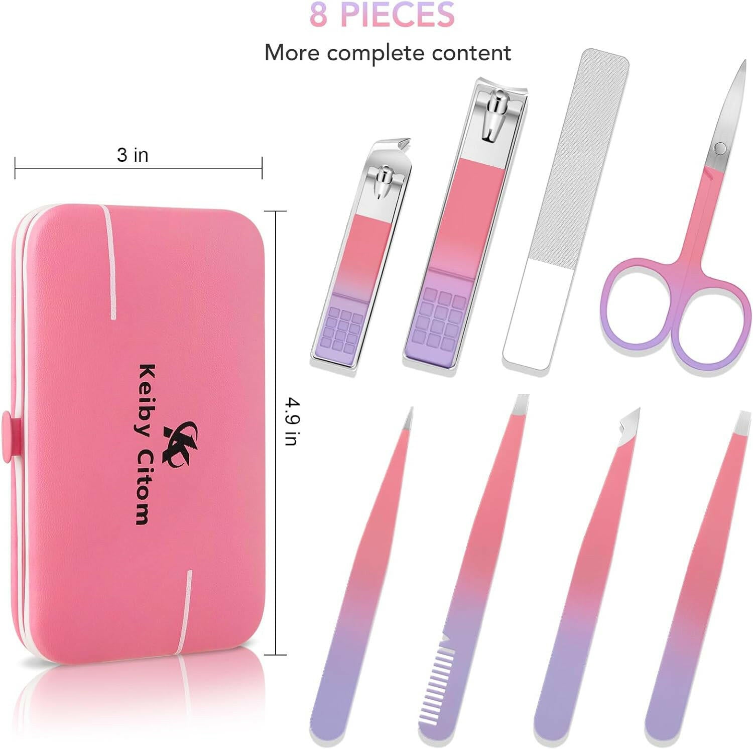 Tweezers Set for Facial Hair Women, 8Pcs Precision Eyebrow Tweezer Nail Clipper Set Eyebrow Pluckers Men for Ingrown Hair Removal - Glow Pure