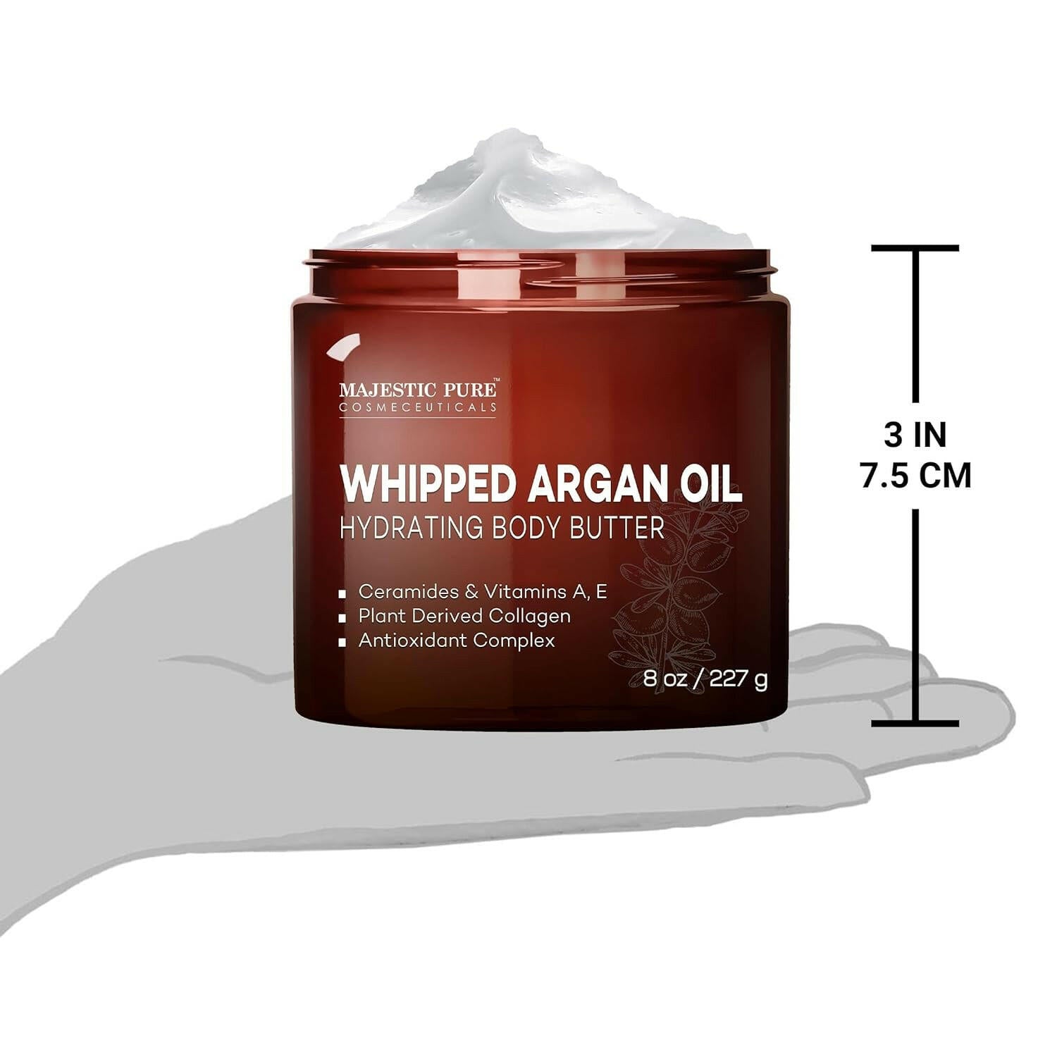 Whipped Argan Oil Body Butter for Women &amp; Men - with Ceramides,Vitamin E &amp; a &amp; Vegan Collagen - for Skin,Face,&amp; Appearance of Wrinkles Fine Lines - 8Oz - Glow Pure